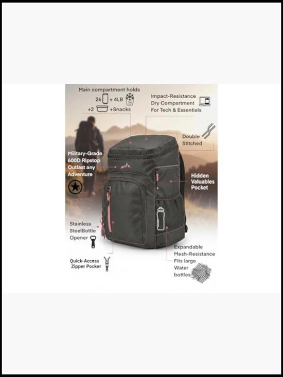 Insulated Backpack Cooler Leakproof Lightweight Portable Camping Beach Hiking